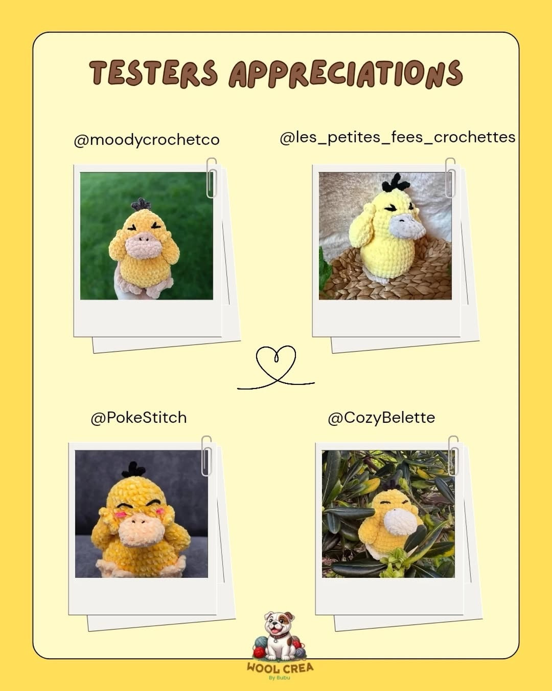 Free Crochet Pattern for Psyduck Amigurumi Doll by Wool Crea By Bubu