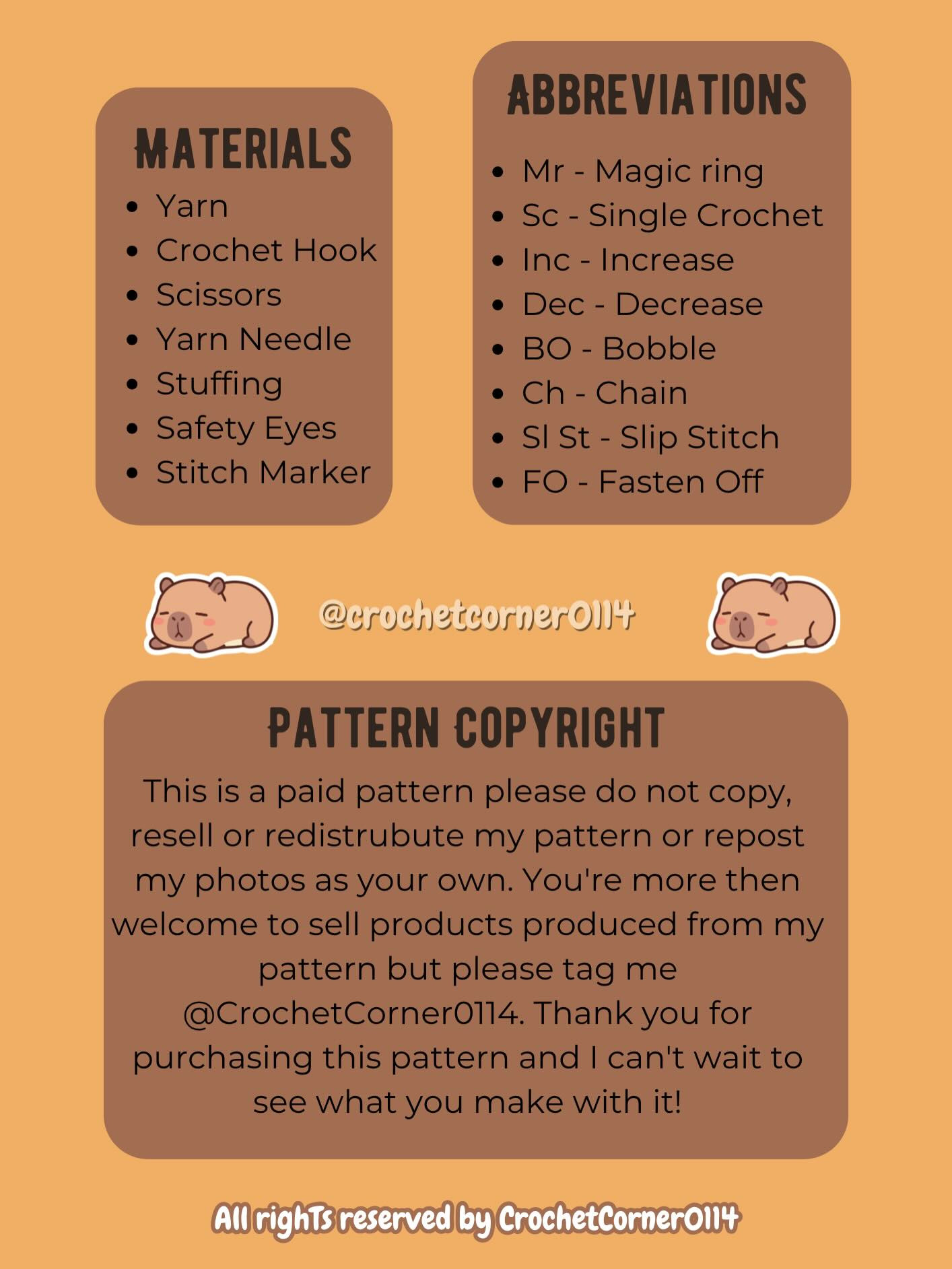 Free Crochet Pattern for Solid and 2-Toned Capybara Amigurumi