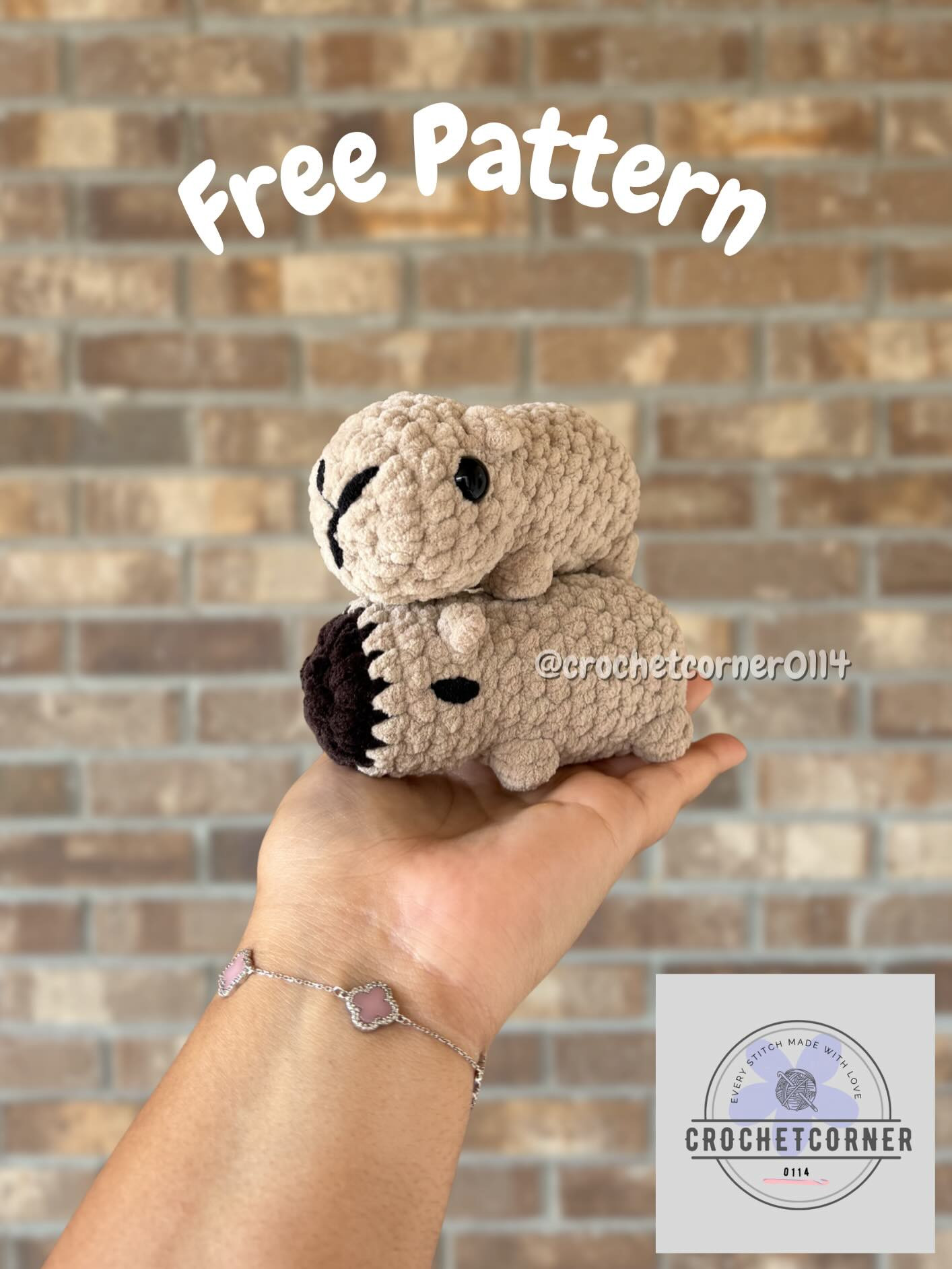 Free Crochet Pattern for Solid and 2-Toned Capybara Amigurumi