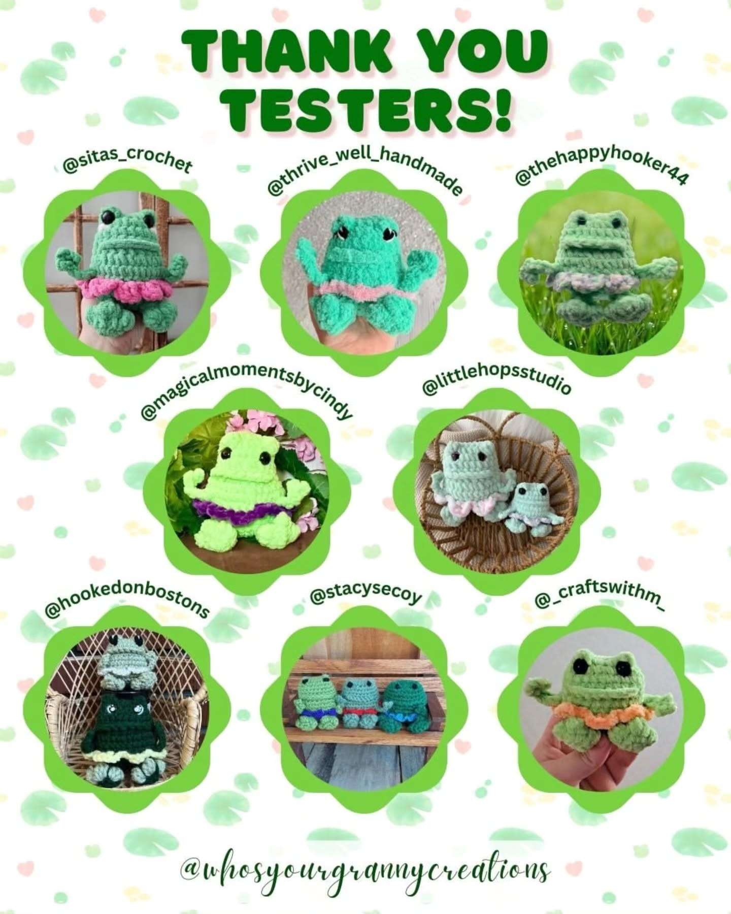 Free Crochet Pattern for Tilly the Tutu Frog - Cute Green Amigurumi with Pink Skirt by Who's Your Granny Creations