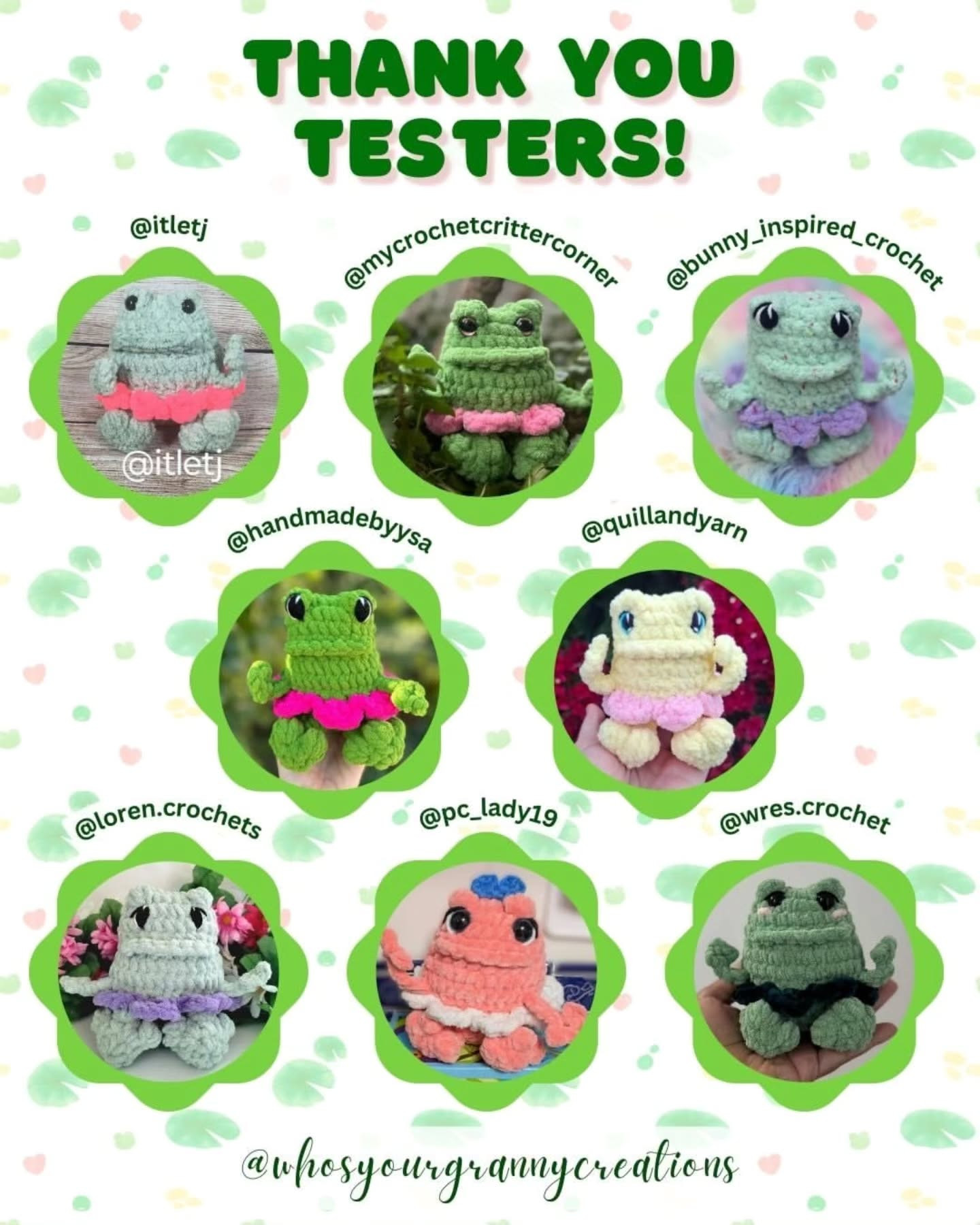 Free Crochet Pattern for Tilly the Tutu Frog - Cute Green Amigurumi with Pink Skirt by Who's Your Granny Creations