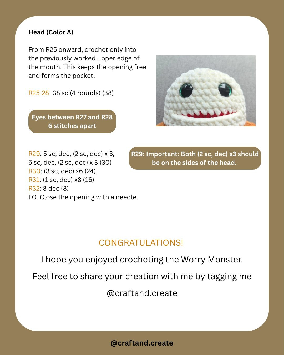 Free Crochet Pattern for Worry Monster Amigurumi Doll