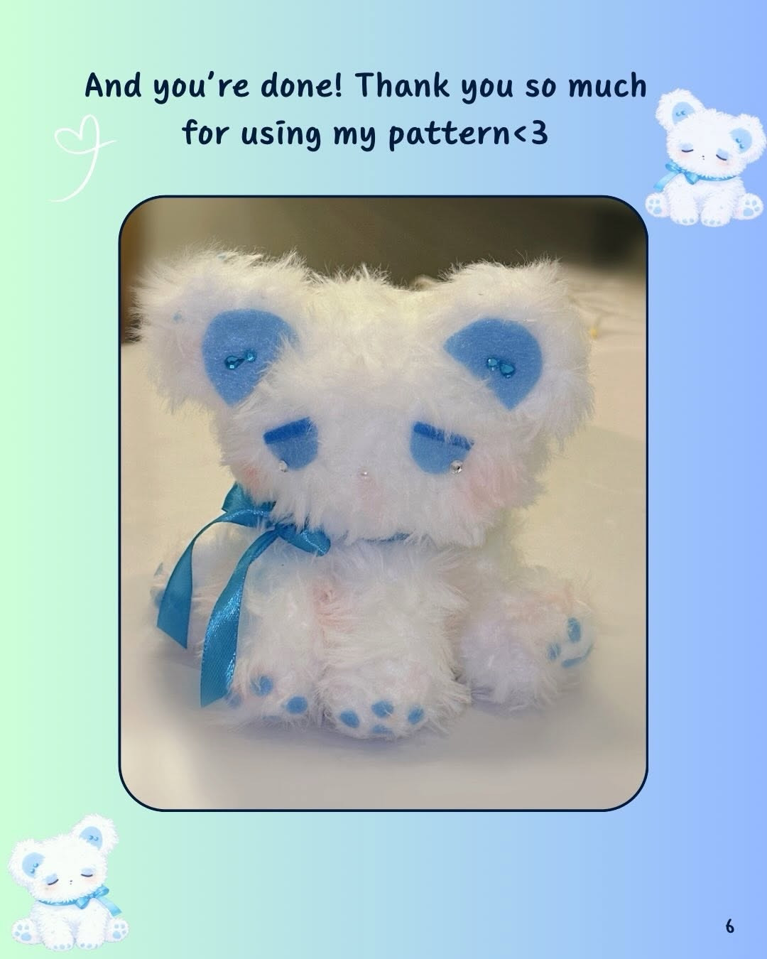 Free Crochet Pattern: Gloomy Bear with Faux Fur Yarn and Blue Details