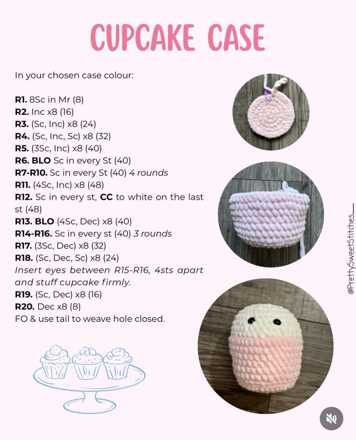 Free Crochet Pattern: Hoppy Easter Cupcake Amigurumi Bunny Doll