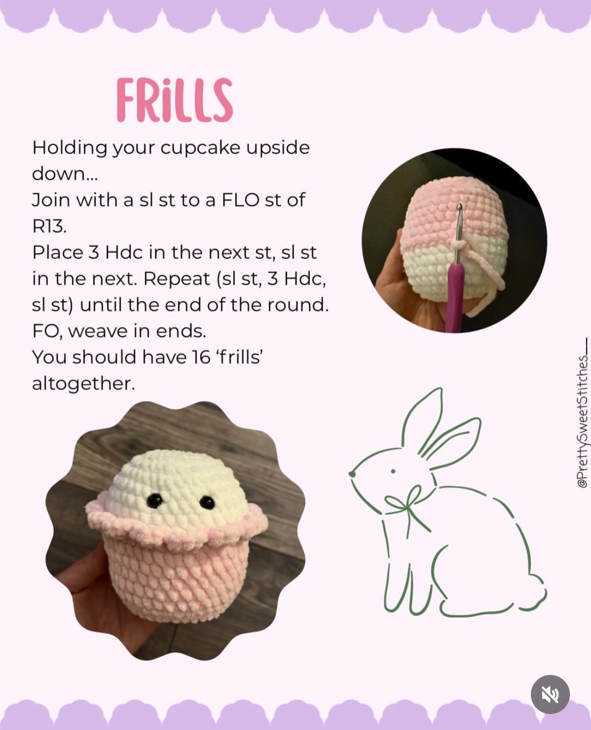 Free Crochet Pattern: Hoppy Easter Cupcake Amigurumi Bunny Doll