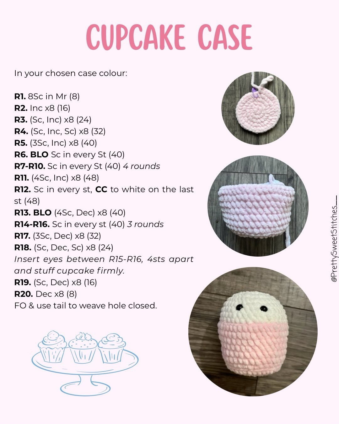 Free Crochet Pattern: Hoppy Easter Cupcake Amigurumi by PrettySweetStitches