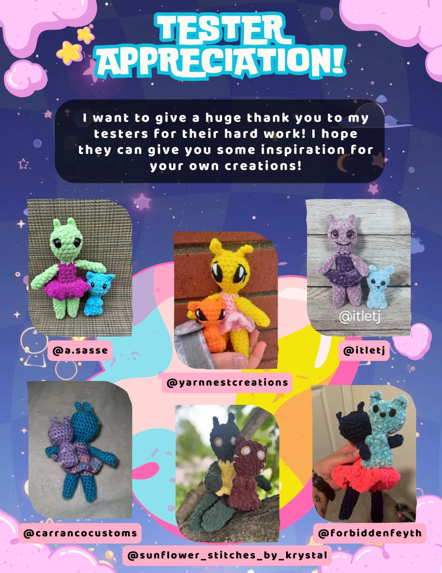 Free Crochet Pattern: Kiki the Alien Girl & Kitty Amigurumi