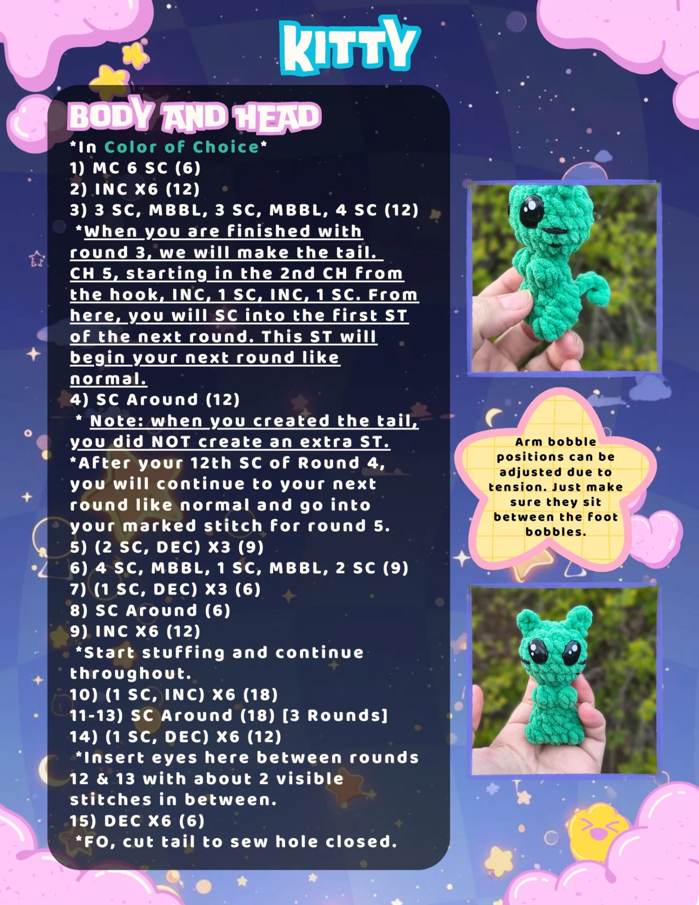Free Crochet Pattern: Kiki the Alien Girl & Kitty Amigurumi
