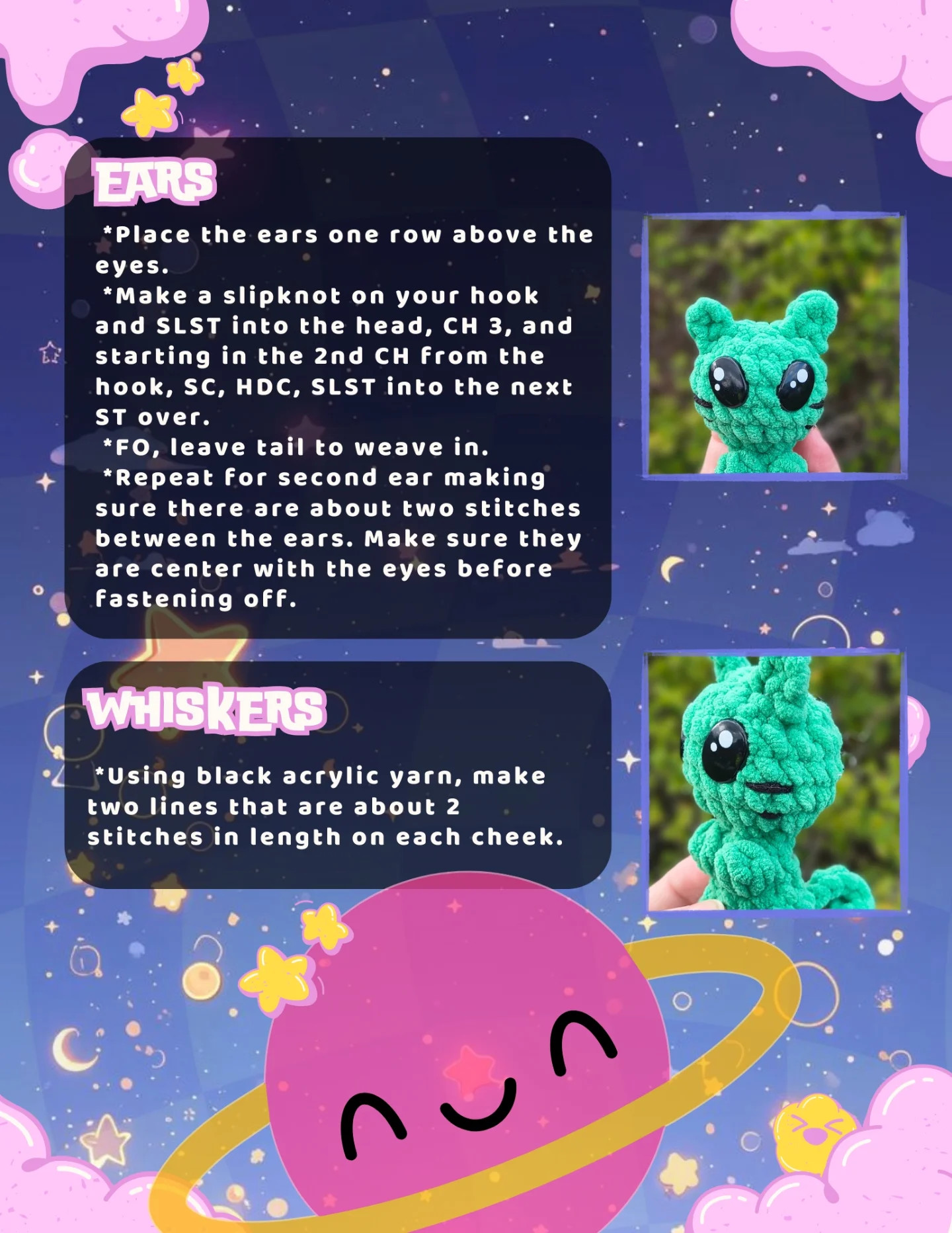 Free Crochet Pattern: Kiki the Alien Girl & Kitty Amigurumi