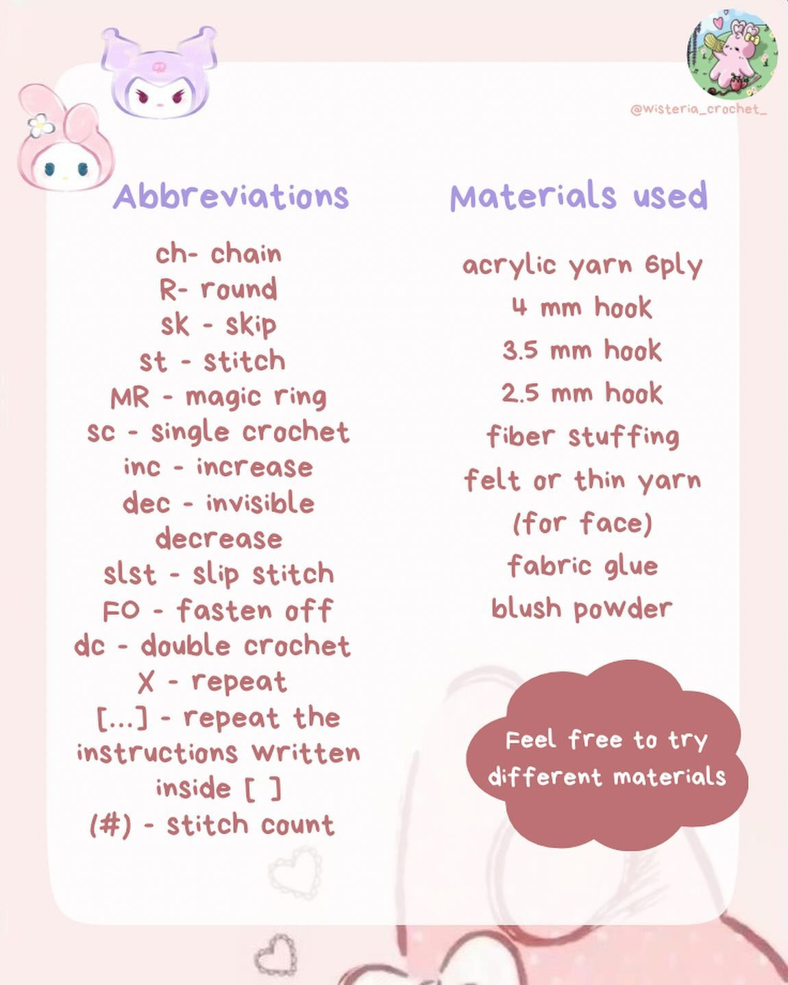 Free Crochet Pattern: Kuromi & My Melody Mini Pouches
