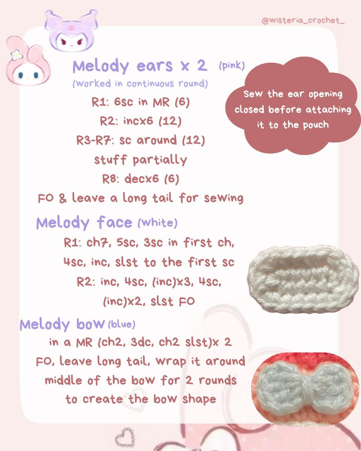 Free Crochet Pattern: Kuromi & My Melody Mini Pouches