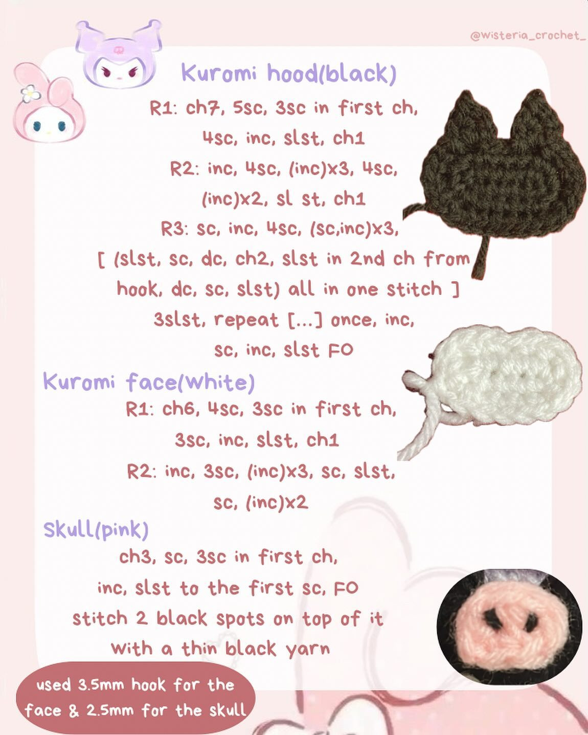Free Crochet Pattern: Kuromi & My Melody Mini Pouches
