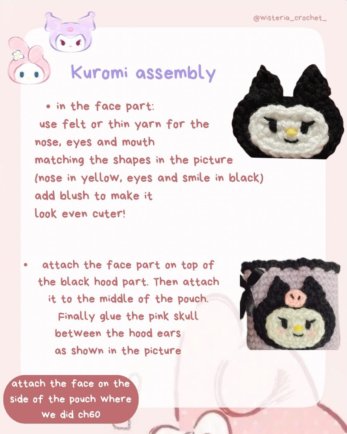 Free Crochet Pattern: Kuromi & My Melody Mini Pouches