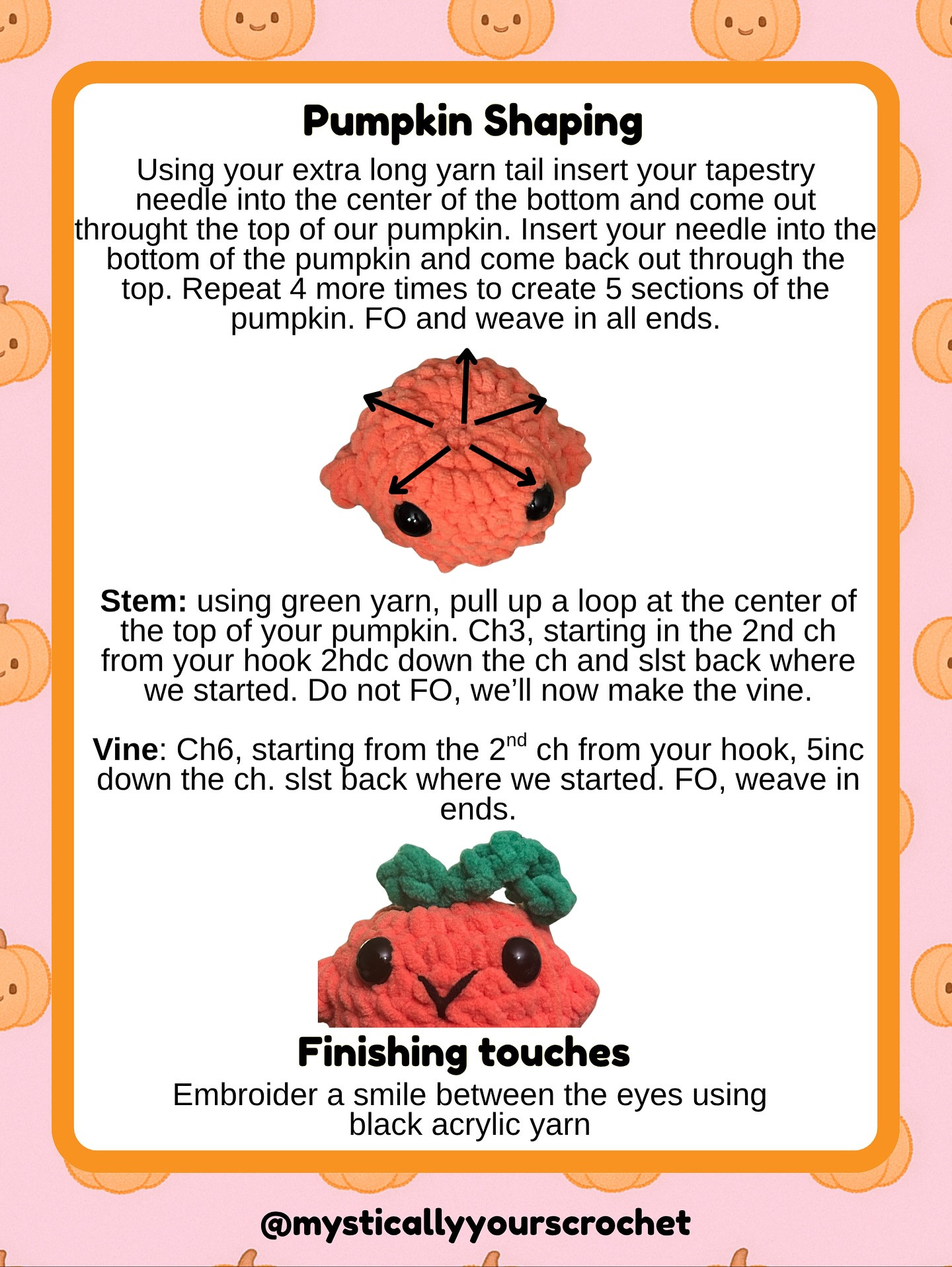 Free Crochet Pattern: Lil Pumpkin Amigurumi - Cute Orange Plushie with Green Vine and Safety Eyes