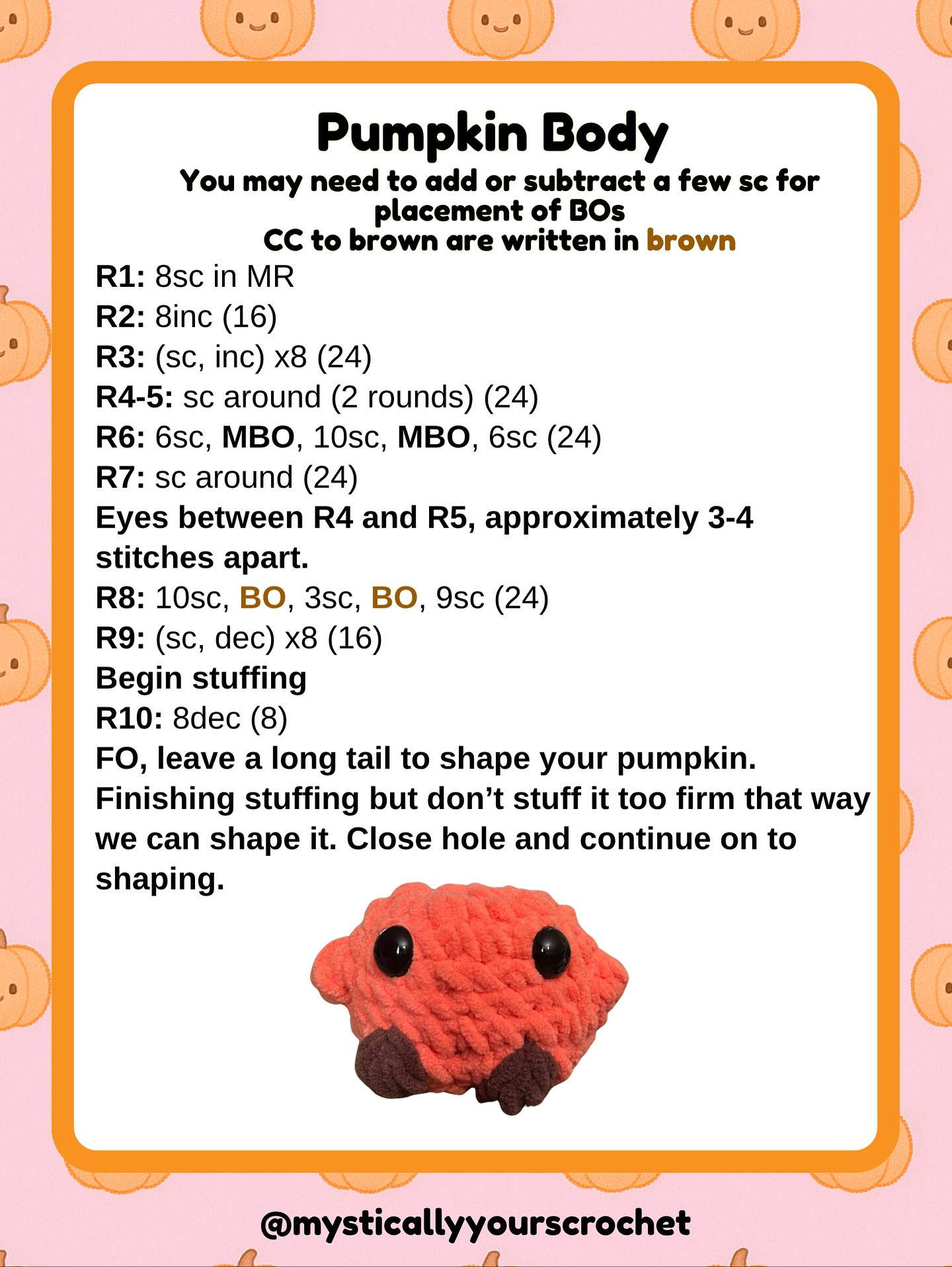 Free Crochet Pattern: Lil Pumpkin Amigurumi - Cute Orange Plushie with Green Vine and Safety Eyes