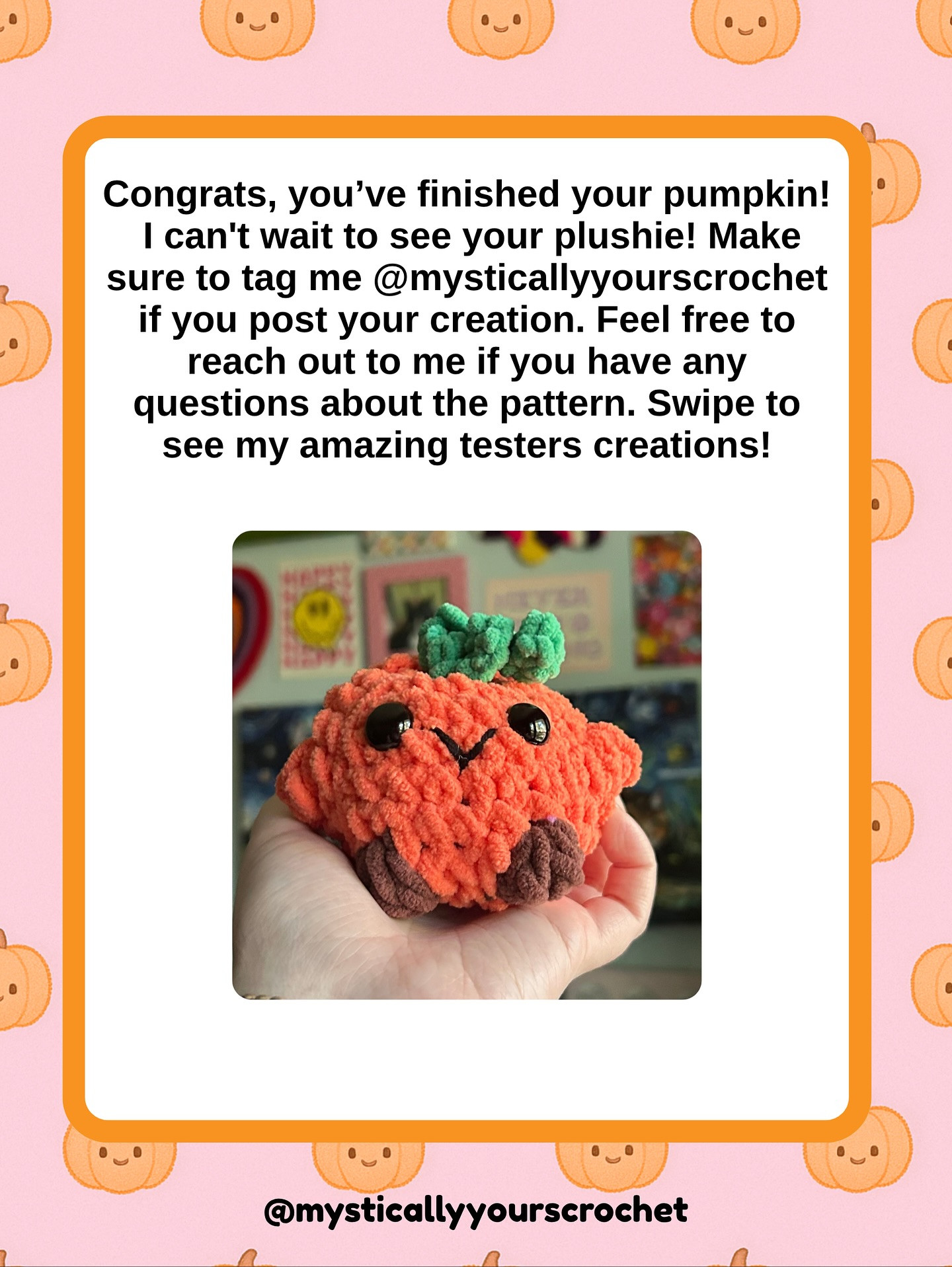 Free Crochet Pattern: Lil Pumpkin Amigurumi - Cute Orange Plushie with Green Vine and Safety Eyes