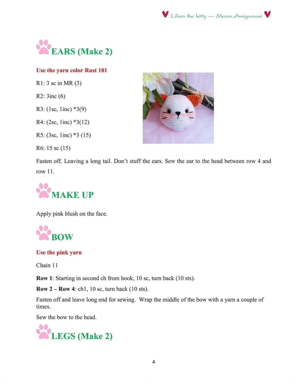 Free Crochet Pattern: Lilian the Kitty Amigurumi with Red Overalls and Strawberry Bag