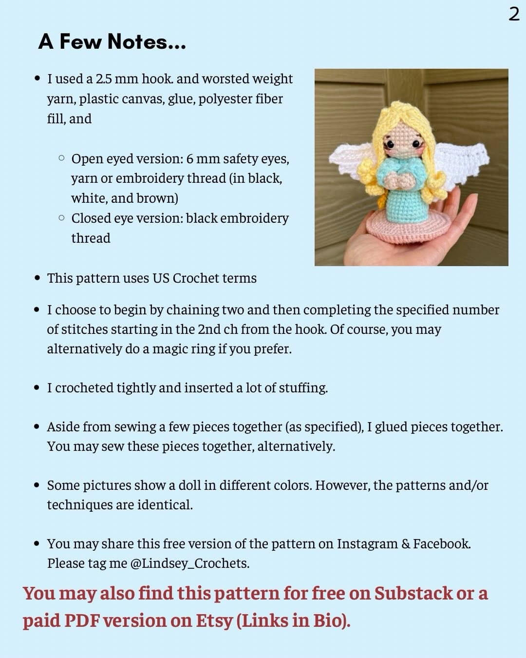 Free Crochet Pattern: Little Guardian Angel Amigurumi Doll with Brown Hair and Pink Dress