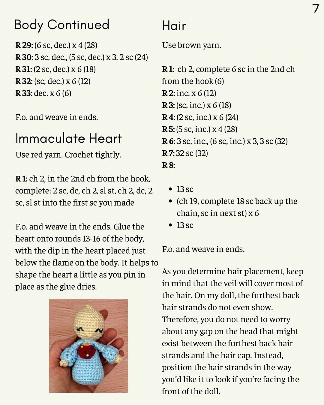 Free Crochet Pattern: Little Mary Amigurumi Doll with Immaculate Heart Symbolism