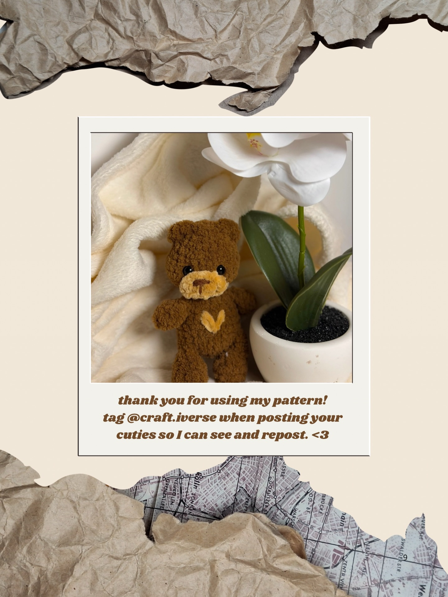 Free Crochet Pattern: Love-aim Teddy Bear with Heart Chest Detail