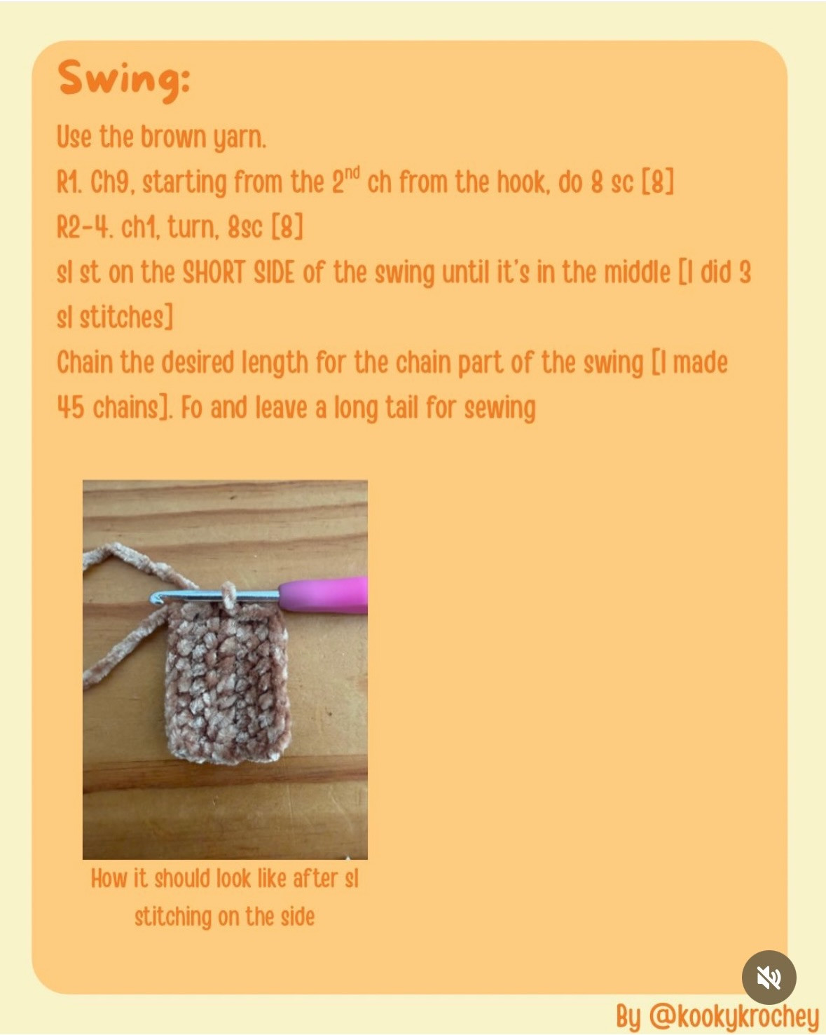 Free Crochet Pattern: Mini Chick on Swing Amigurumi
