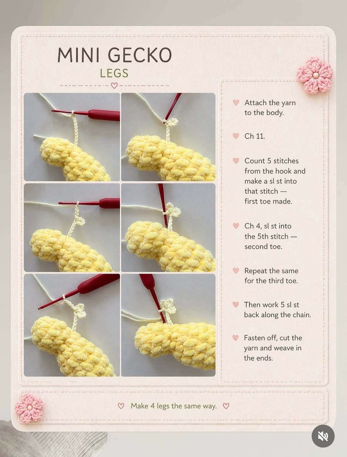 Free Crochet Pattern: Mini Gecko and Butterfly Amigurumi Tutorial with Materials List