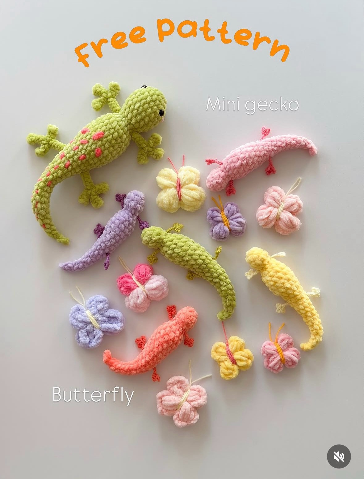 Free Crochet Pattern: Mini Gecko and Butterfly Amigurumi Tutorial with Materials List