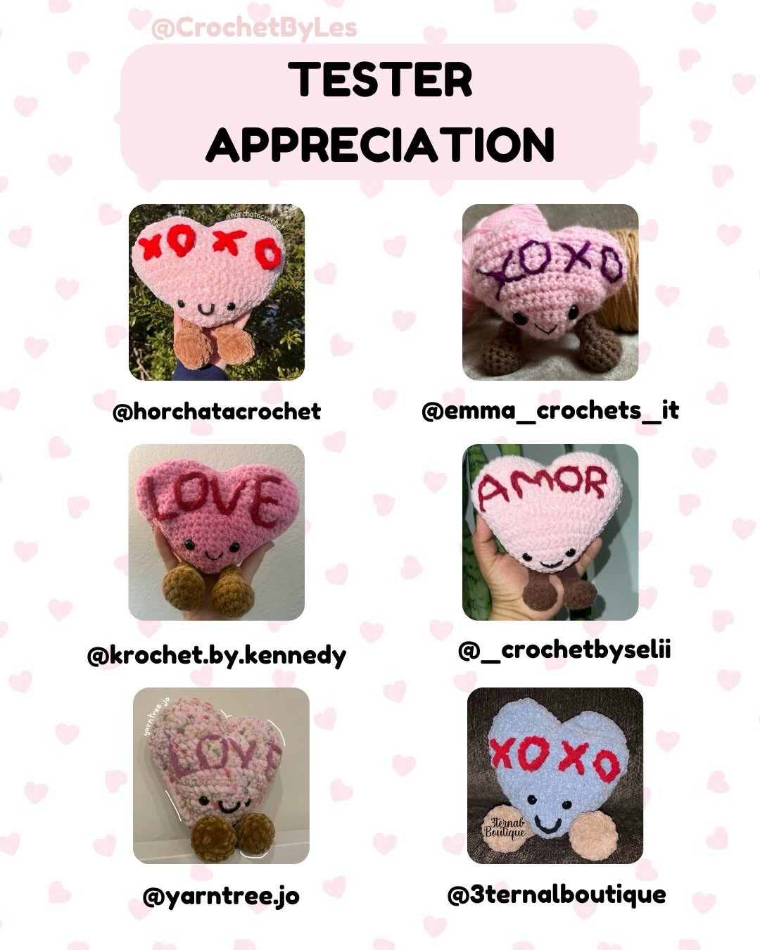 Free Crochet Pattern: Pink Candy Heart Jellycat Amigurumi with XOXO Design