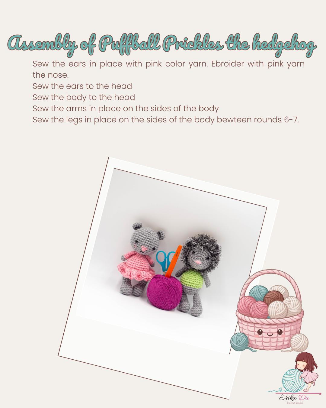 Free Crochet Pattern: Puffball Prickles the Hedgehog Amigurumi