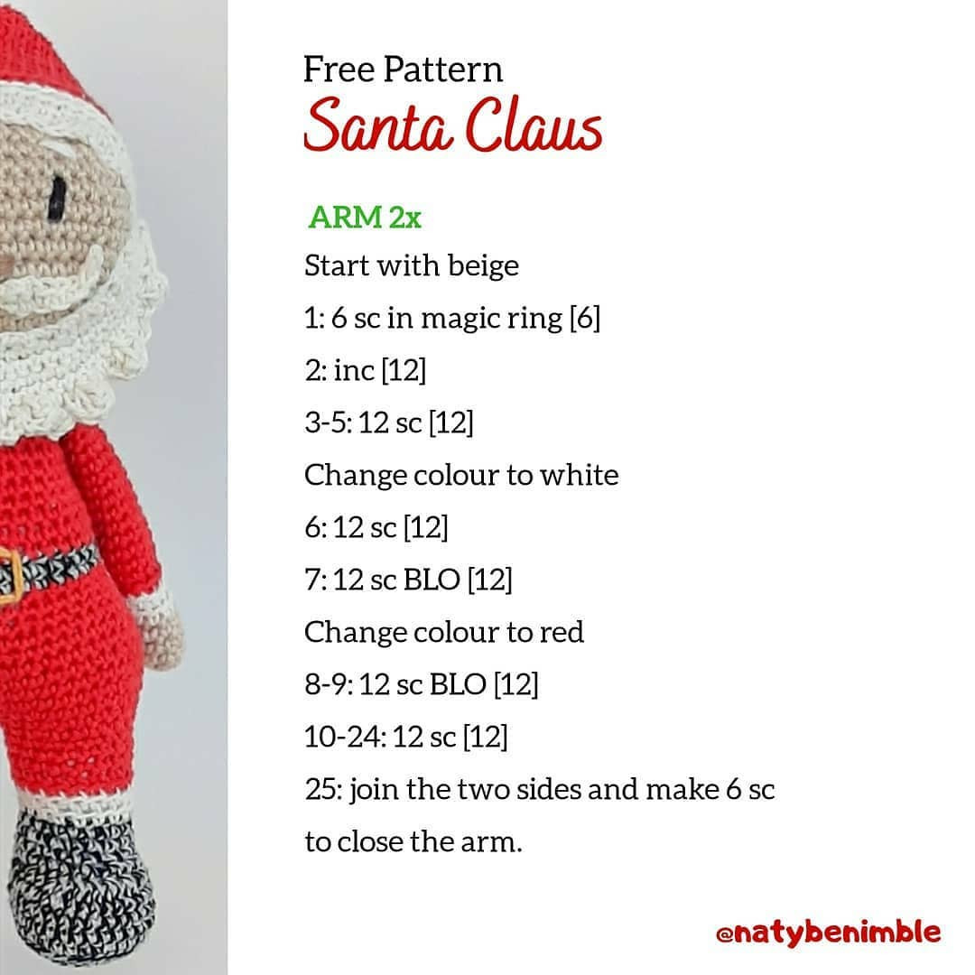 Free Crochet Pattern Santa Claus Amigurumi Doll with Detailed Instructions