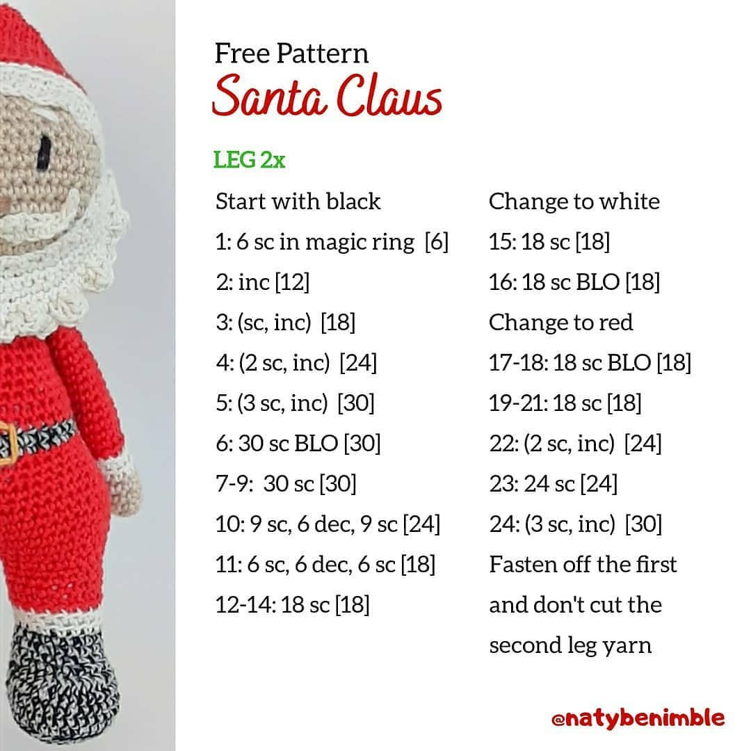 Free Crochet Pattern Santa Claus Amigurumi Doll with Detailed Instructions
