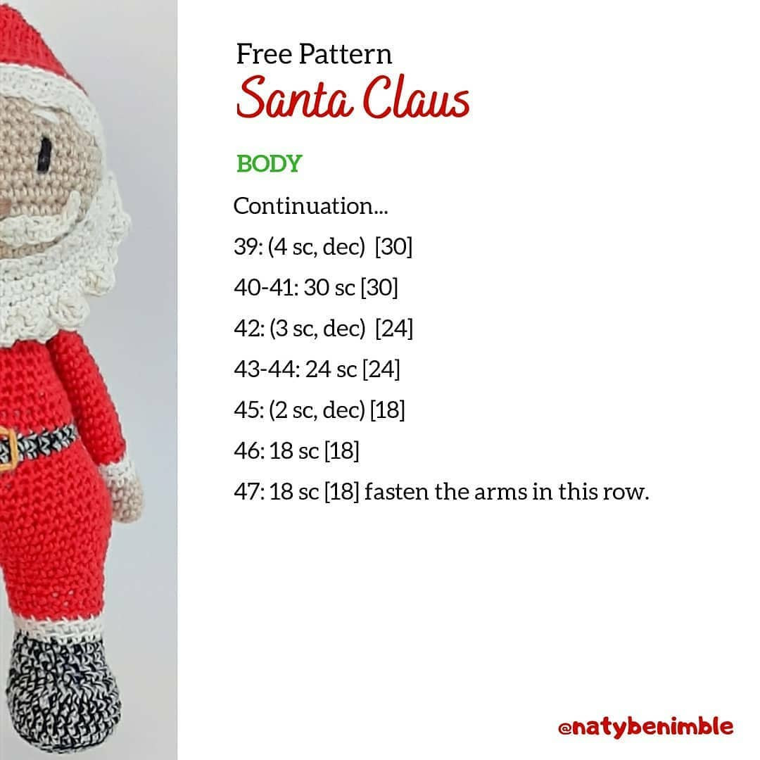 Free Crochet Pattern Santa Claus Amigurumi Doll with Detailed Instructions