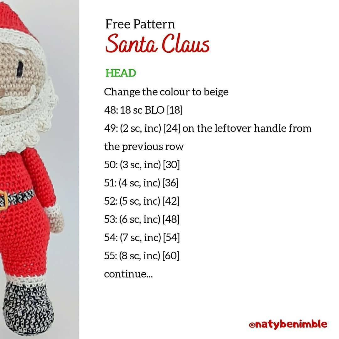 Free Crochet Pattern Santa Claus Amigurumi Doll with Detailed Instructions