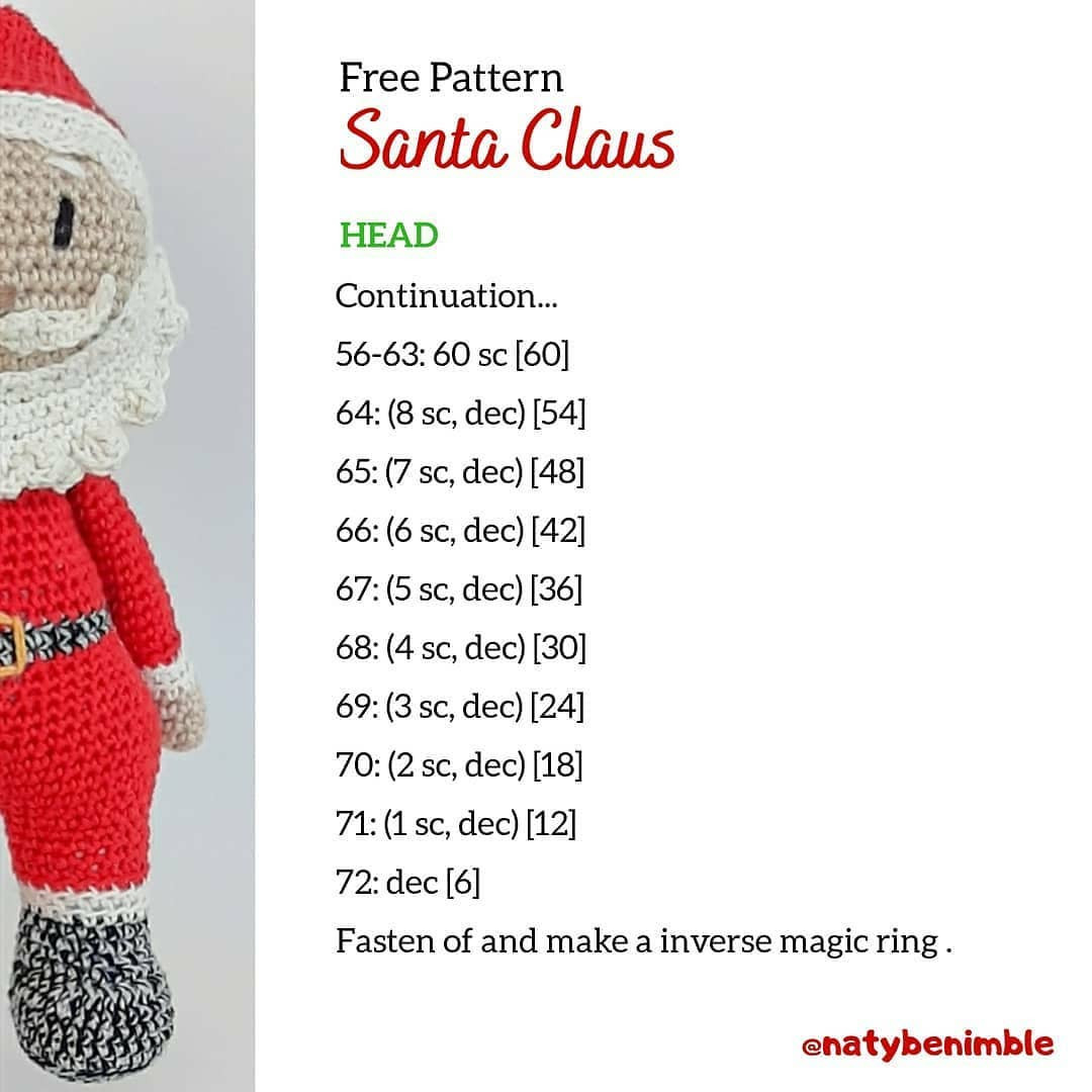 Free Crochet Pattern Santa Claus Amigurumi Doll with Detailed Instructions
