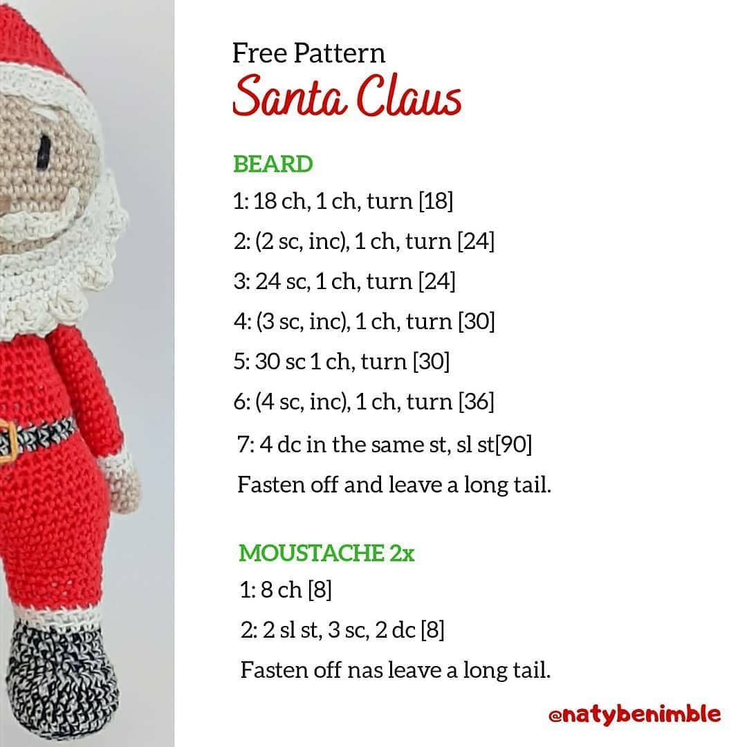Free Crochet Pattern Santa Claus Amigurumi Doll with Detailed Instructions