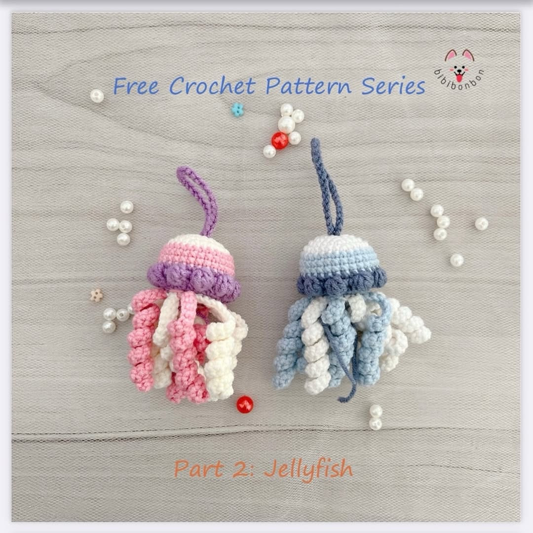 Free Crochet Pattern Series Part 2: Cute Mini Jellyfish Amigurumi Keychains