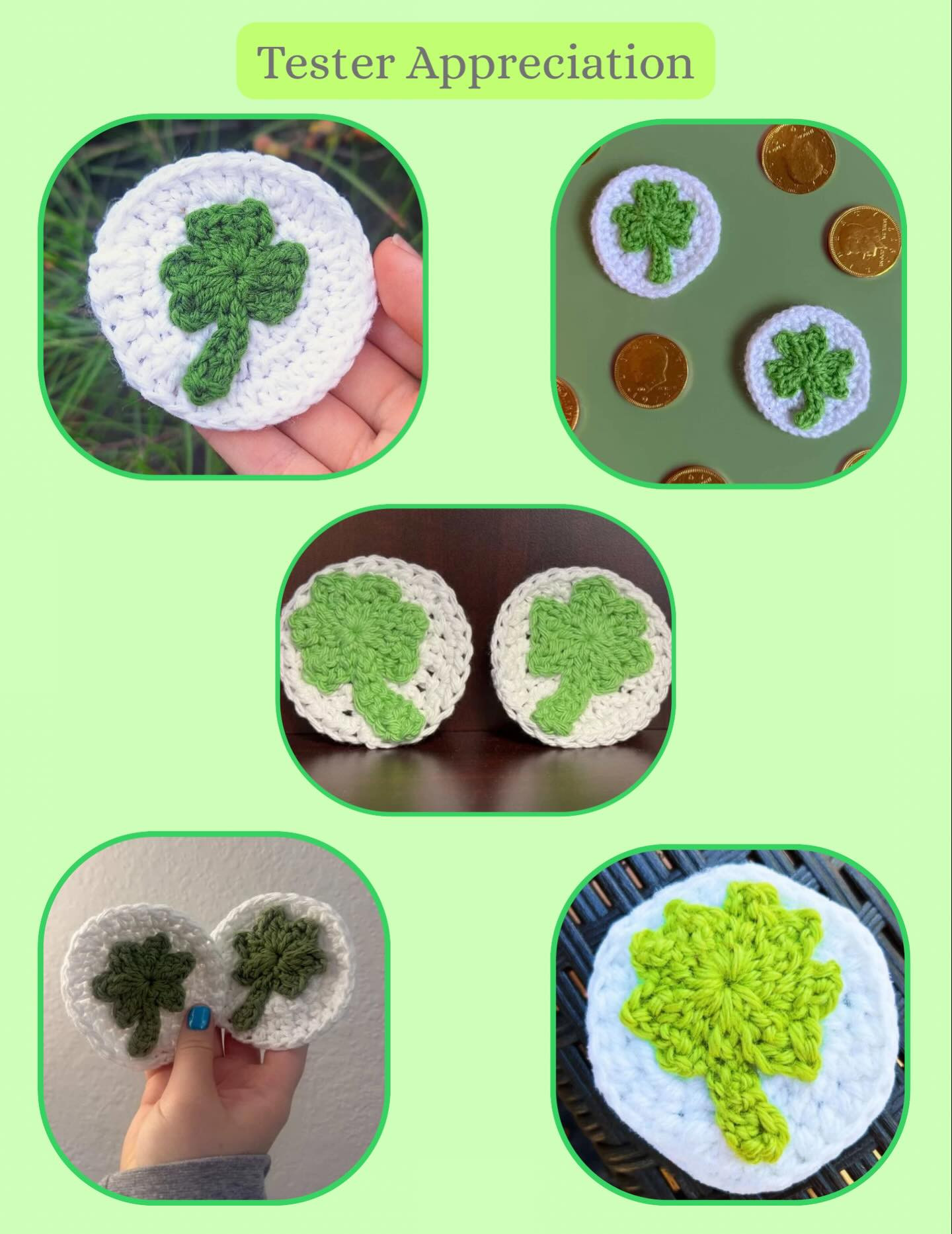 Free Crochet Pattern: Shamrock Car Coasters