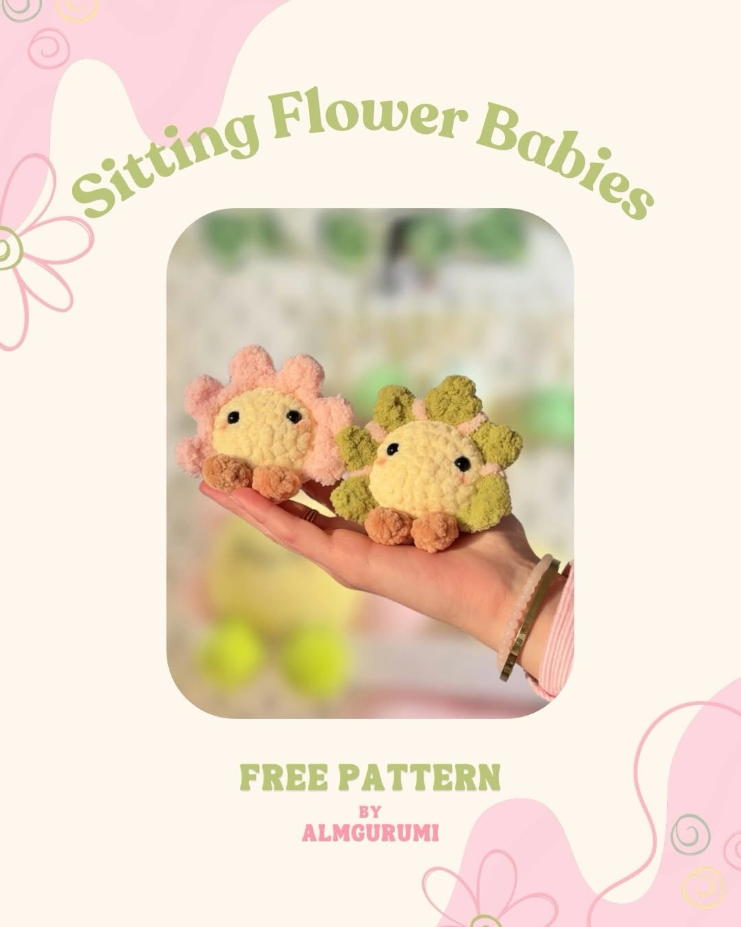 Free Crochet Pattern: Sitting Flower Babies Amigurumi Dolls