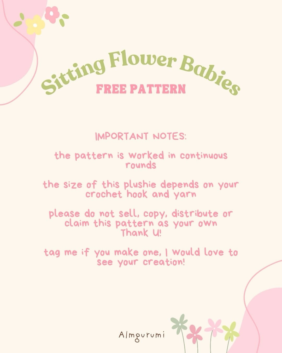 Free Crochet Pattern: Sitting Flower Babies Amigurumi Dolls