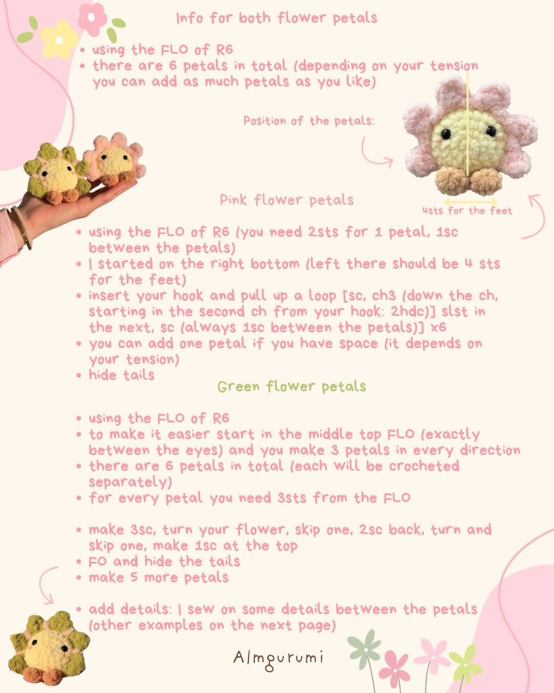 Free Crochet Pattern: Sitting Flower Babies Amigurumi Dolls