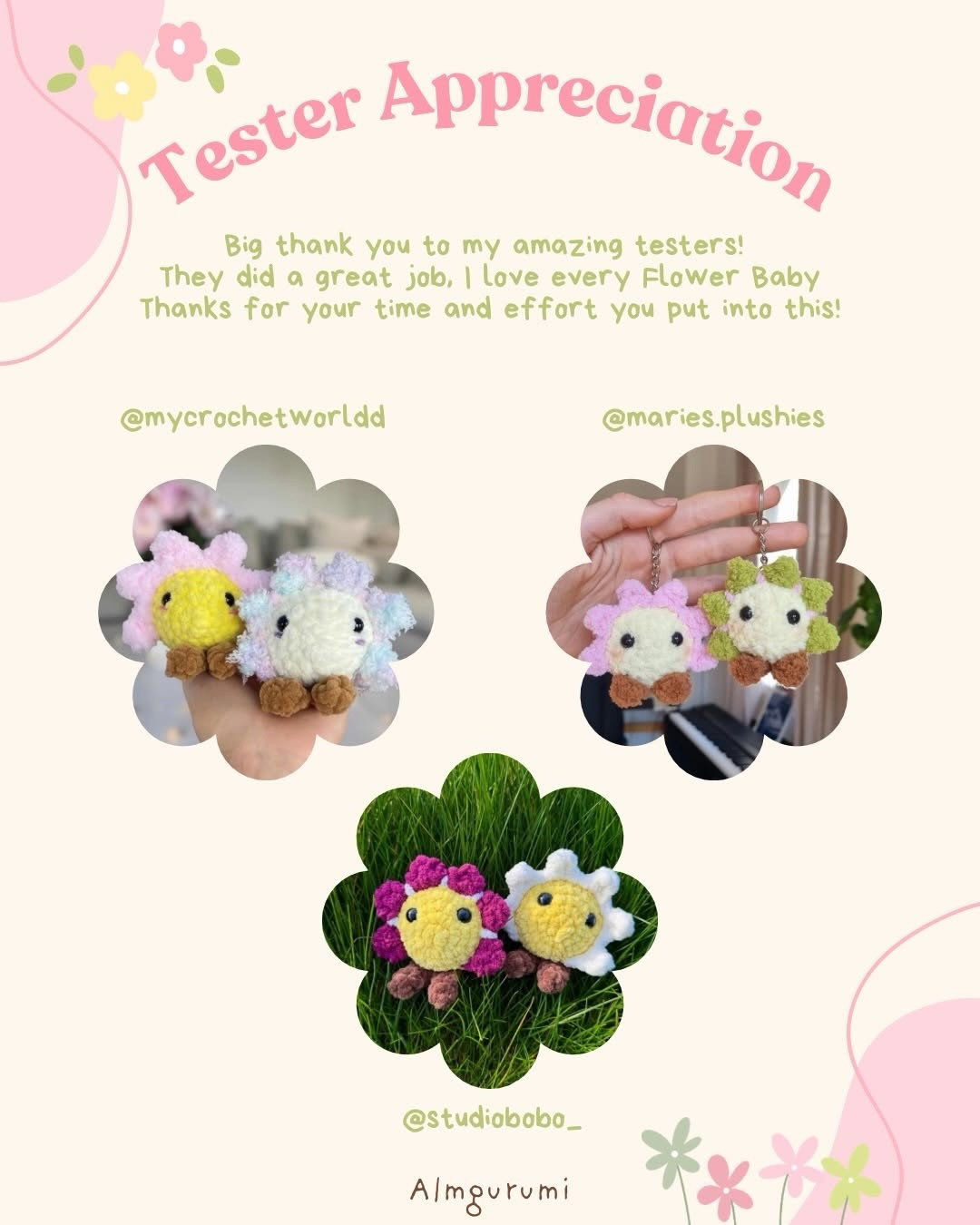 Free Crochet Pattern: Sitting Flower Babies Amigurumi Dolls