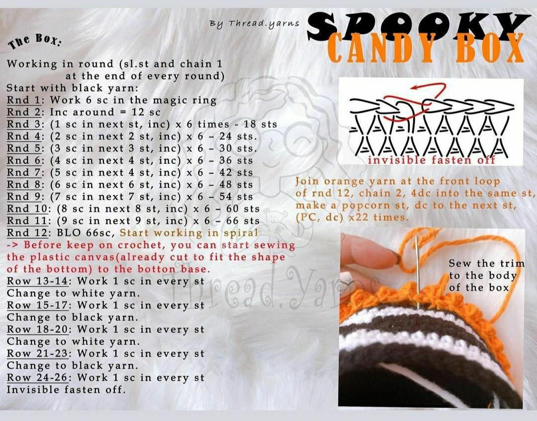 Free Crochet Pattern Spooky Candy Box Halloween Amigurumi by Thread.yarns