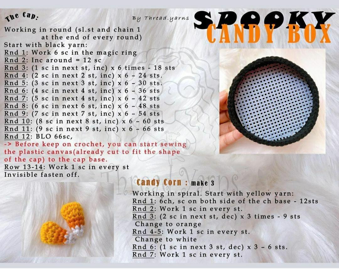 Free Crochet Pattern Spooky Candy Box Halloween Amigurumi by Thread.yarns