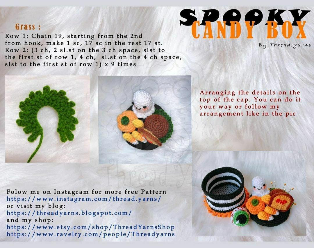 Free Crochet Pattern Spooky Candy Box Halloween Amigurumi by Thread.yarns