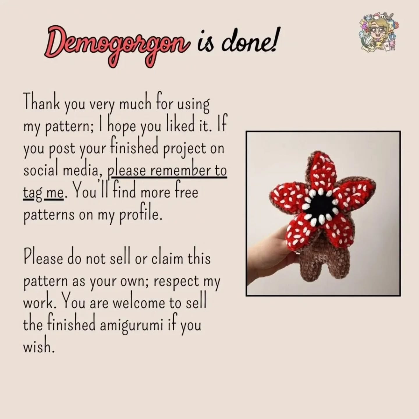 Free Crochet Pattern: Stranger Things' Demogorgon Amigurumi Doll