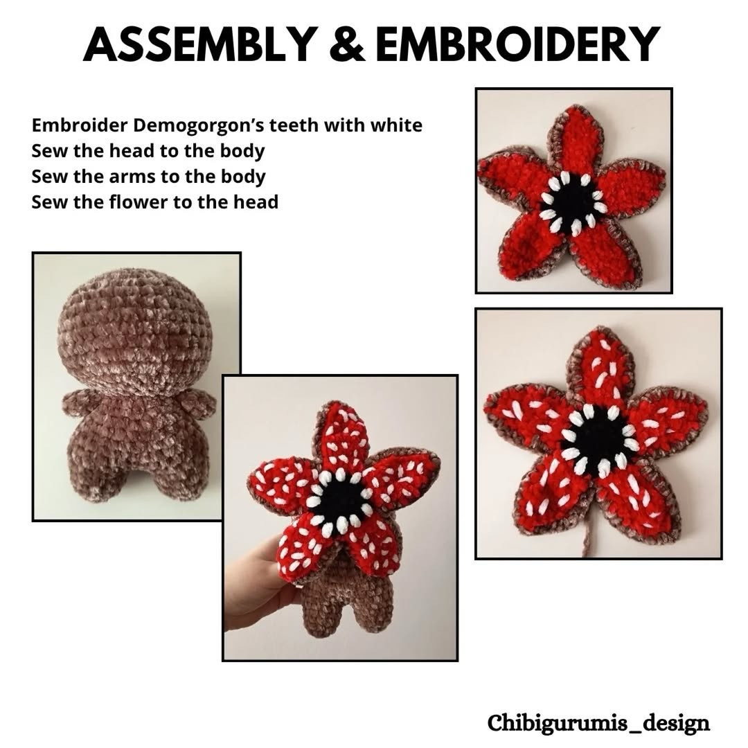 Free Crochet Pattern: Stranger Things Demogorgon Amigurumi Doll with Chenille Yarn