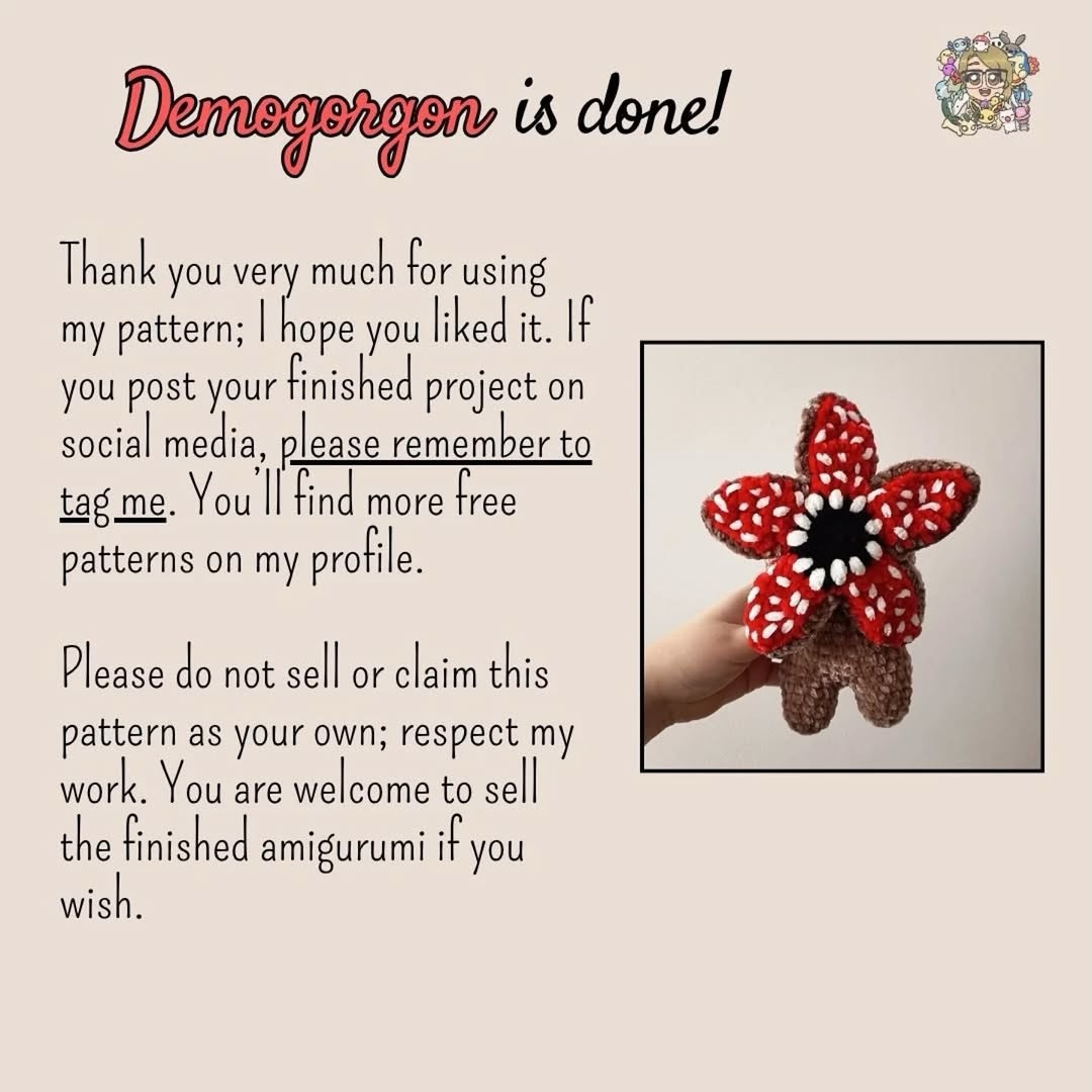 Free Crochet Pattern: Stranger Things Demogorgon Amigurumi Doll with Chenille Yarn
