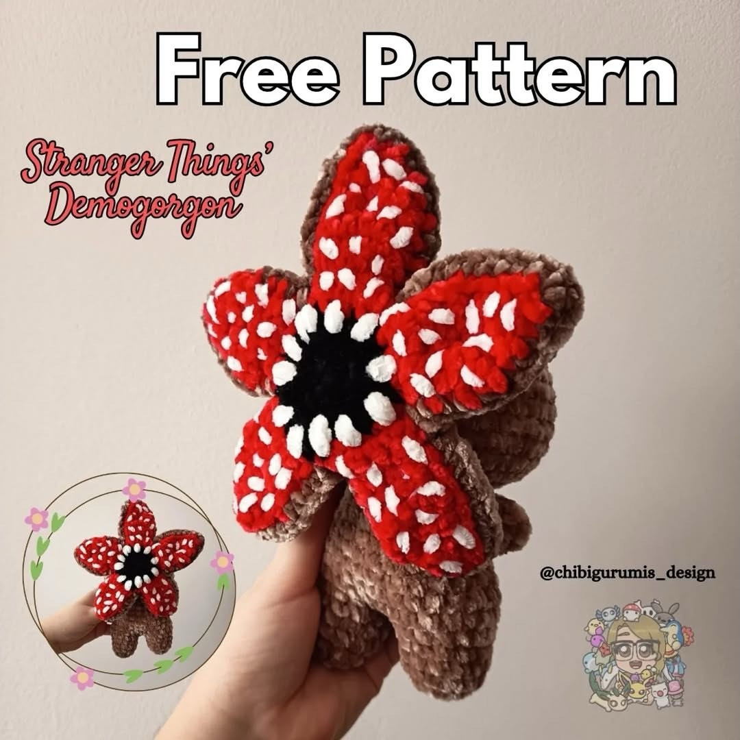 Free Crochet Pattern: Stranger Things Demogorgon Amigurumi Doll with Chenille Yarn