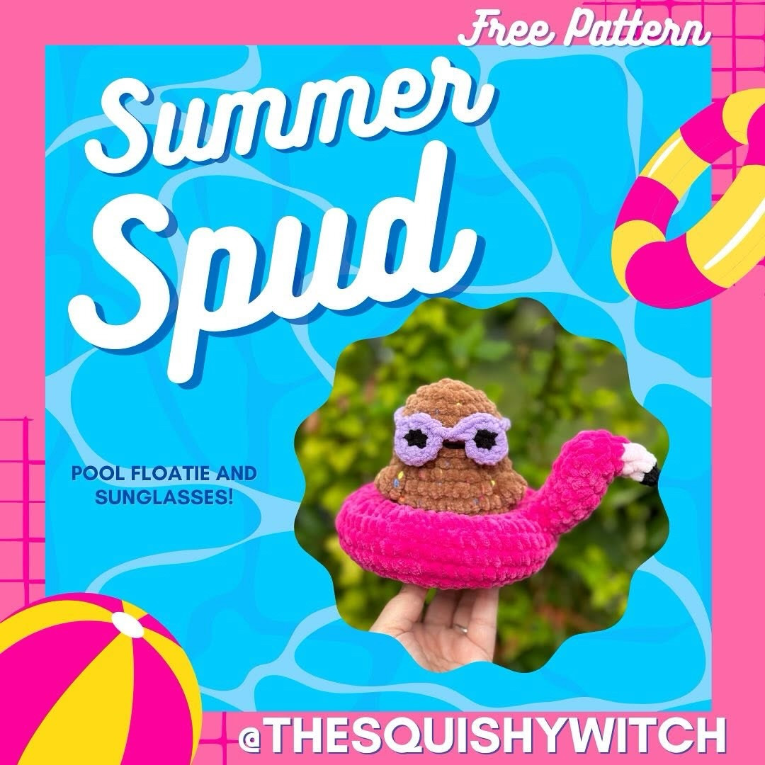 Free Crochet Pattern: Summer Spud Amigurumi with Pool Floatie and Sunglasses