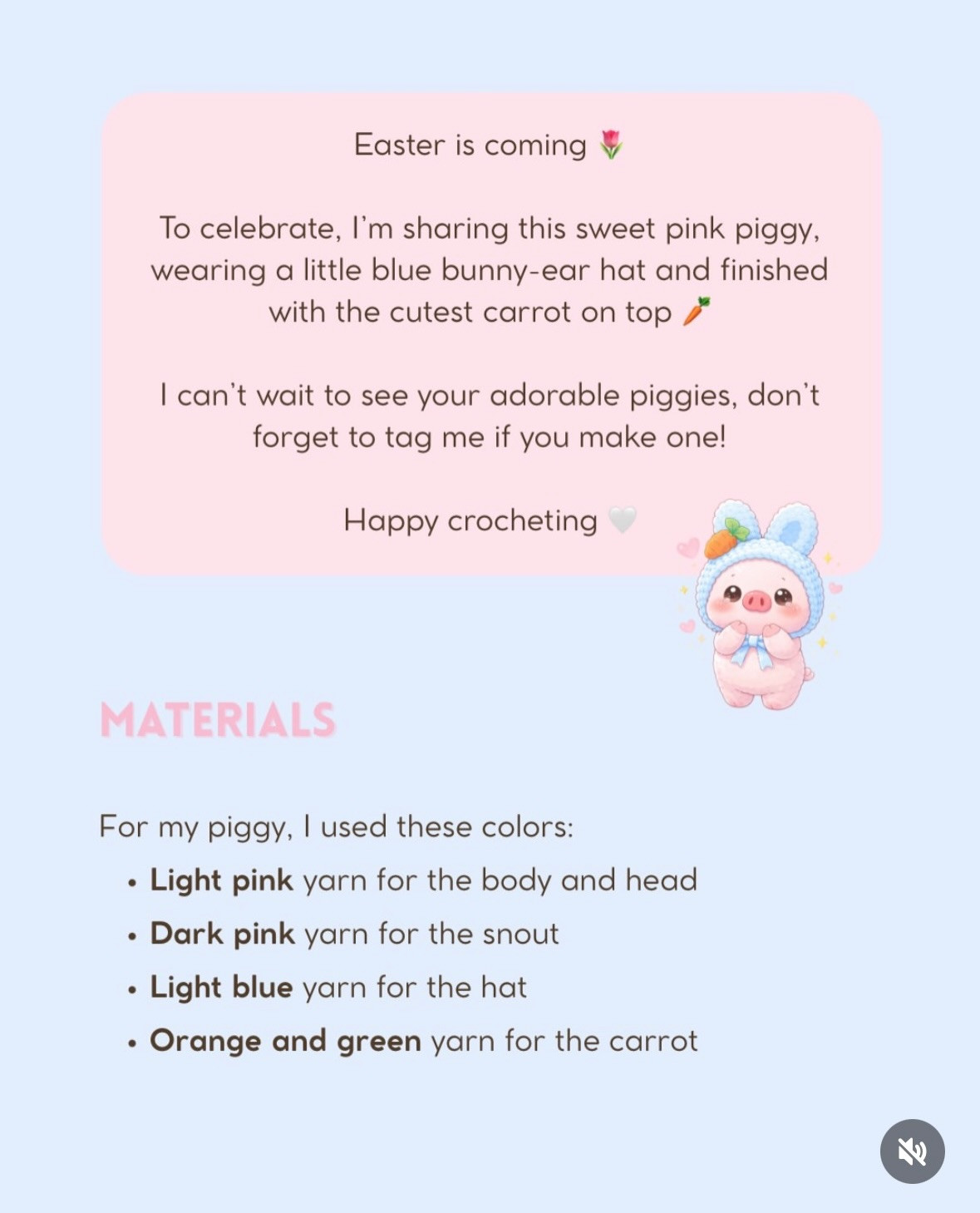 Free Crochet Pattern: Sweet Pink Piggy with Bunny Hat and Carrot